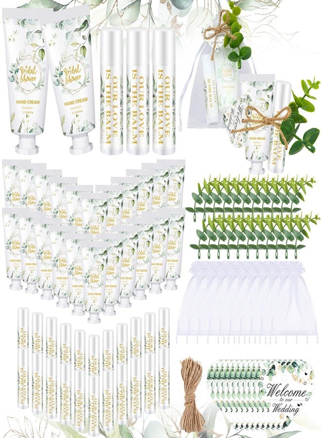 Heigble 50 Set Bridal Shower Favors Bulk Wedding Gifts for Guests Include Lip Balm Wedding Hand Cream Bag and Tag for Bridal Shower Bachelorette Party Decoration(Eucalyptus) - Image 1